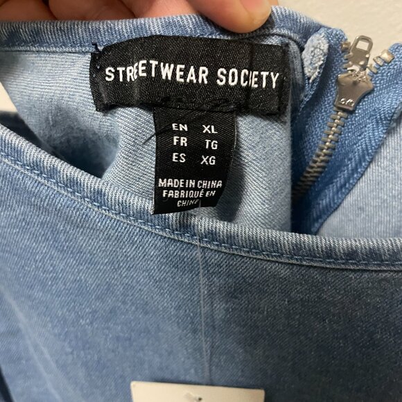 NWT Streetwear Society blue denim a-line style mini dress size XL - Picture 3 of 10